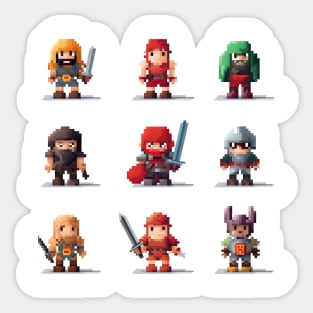 Pixel art video game characters Sticker